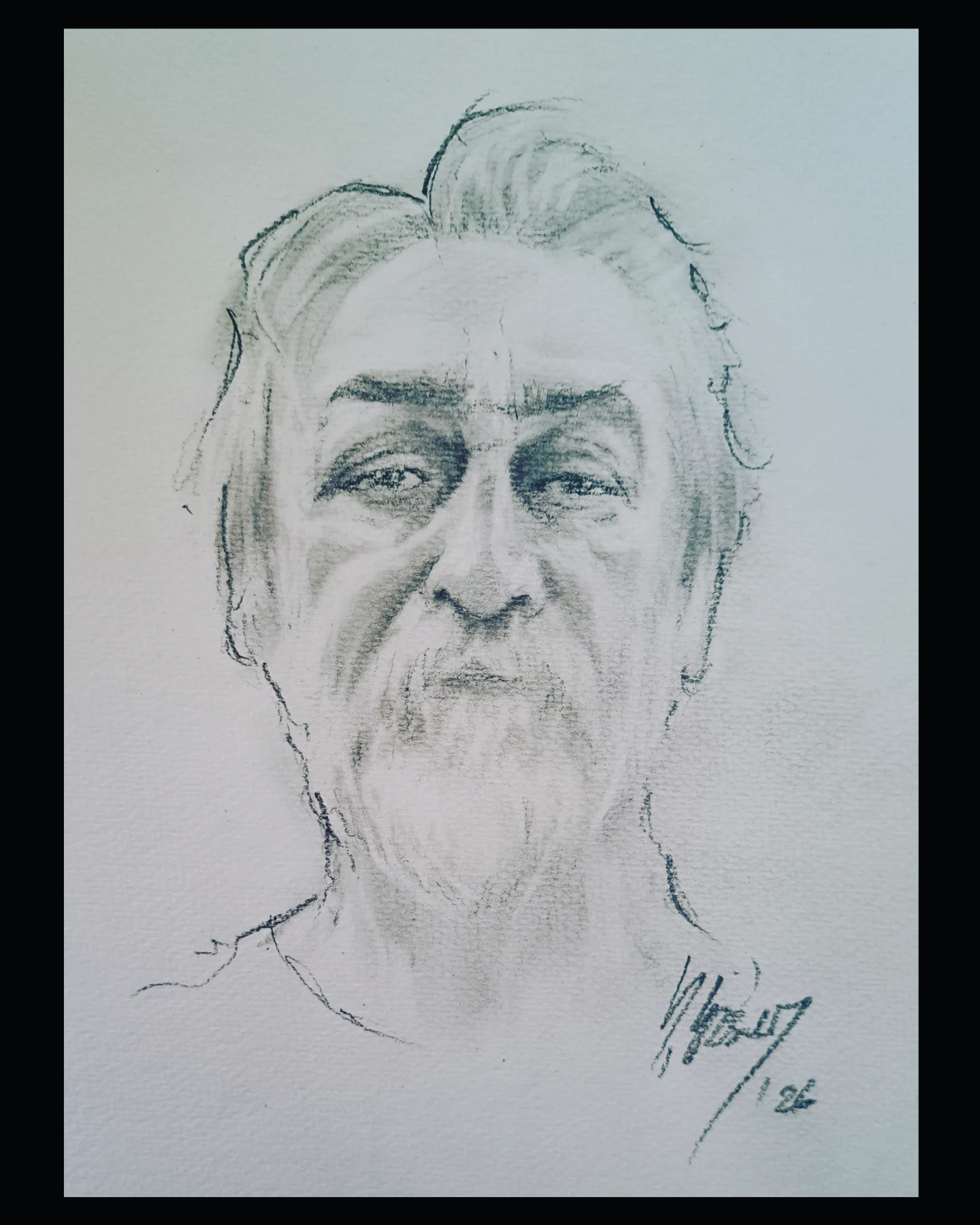 June Portrait II — charcoal on paper, Ölçü bilgisi yakında, 2026