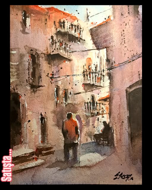 Dar Sokak — kâğıt üzerine suluboya, 36 × 26 cm, 2026