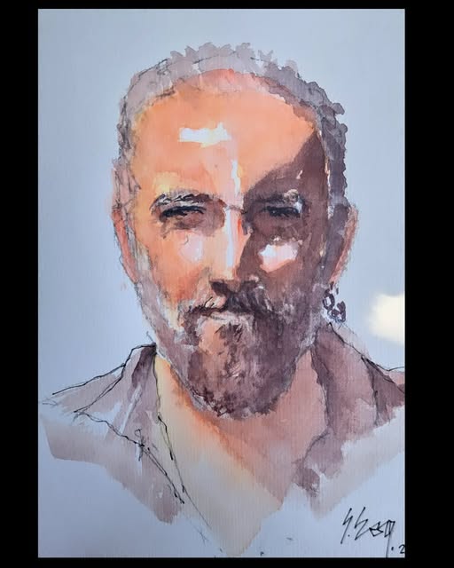 Portre, Ağustos — tuval üzerine akrilik, 40 × 30 cm, 2026
